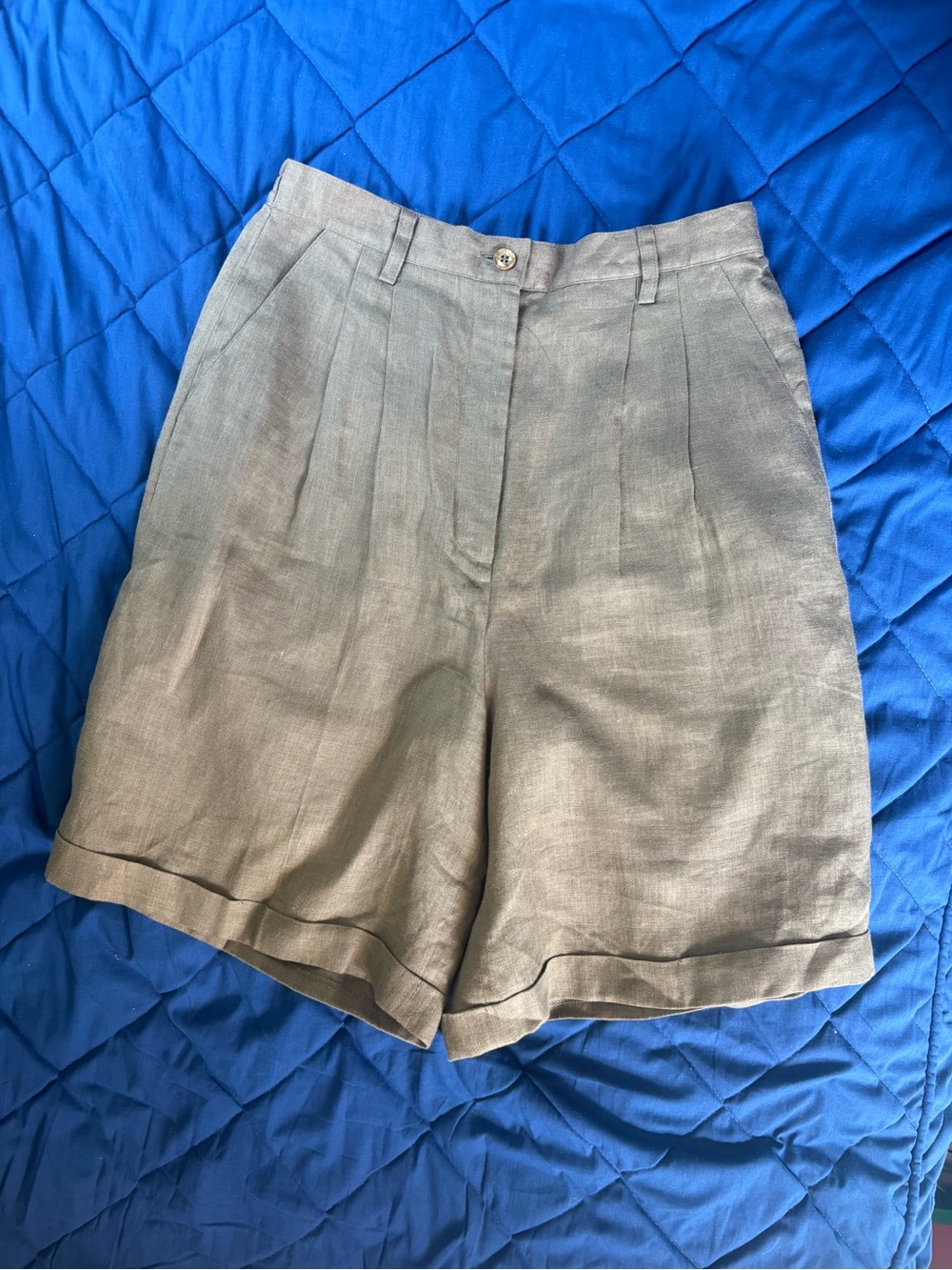 Richard Malcolm beige shorts Linen Pleated Bermuda Women’s 6 vintage Grandmacore